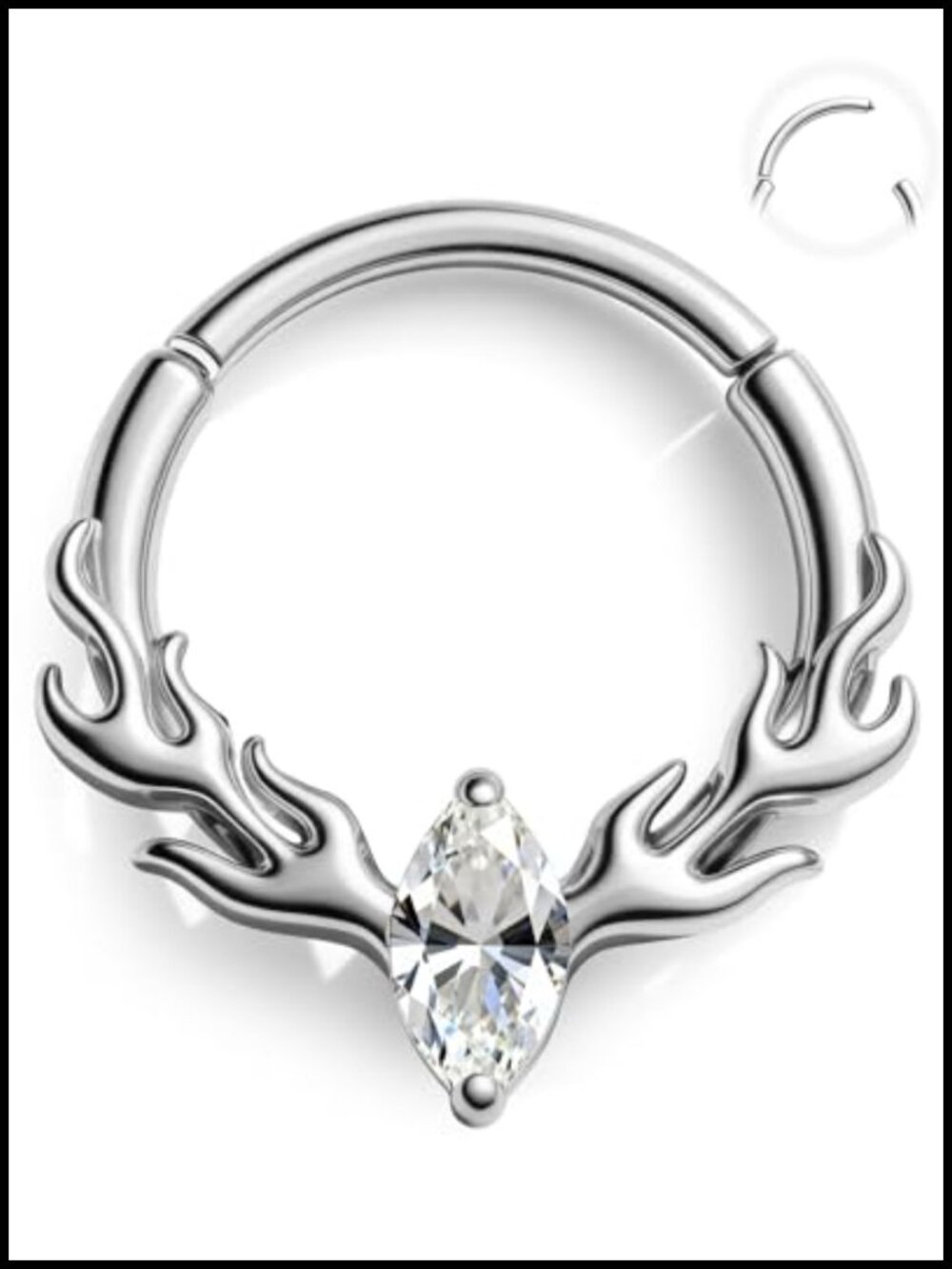 16G Surgical Steel Septum Ring Deer Antler Clicker Piercing Jewelry